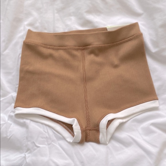aerie Pants - NWT Offline by aerie Brown Ribbed Shorts with White Trim